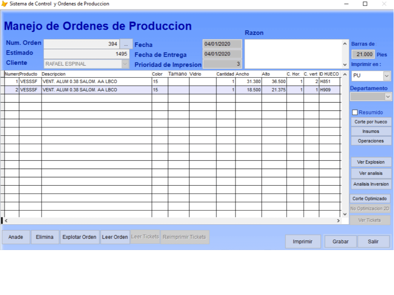 Órdenes de Producción